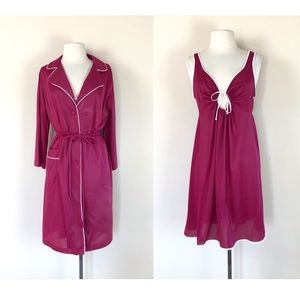 vintage night gown and robe set | sleepwear set loungewear | nightie kimono mod